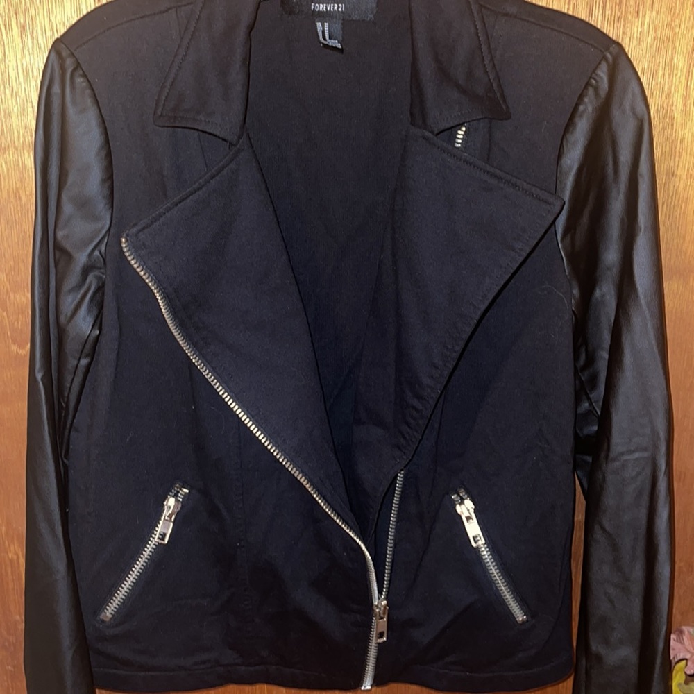 🛍5 for $20 🛍️ Biker style jacket, black with silver hardware. - Picture 1 of 6